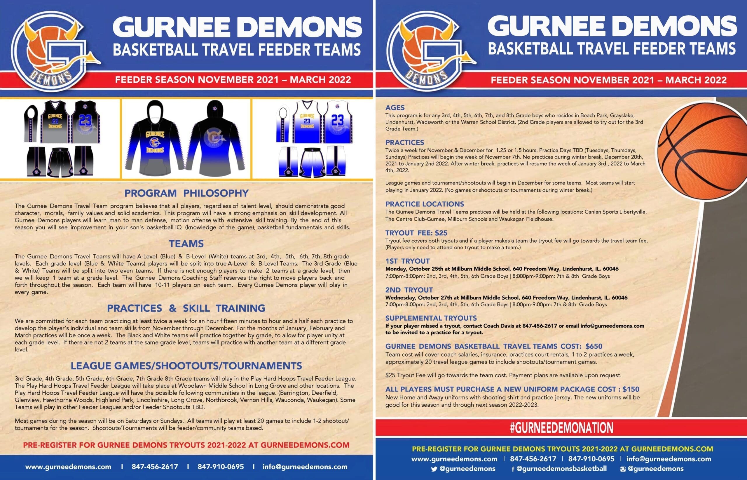 2021 Gurnee Demons Basketball Flyer